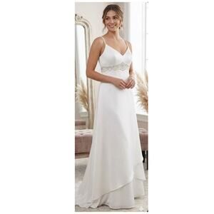 Galina Classic 8V8769 Empire-Waist Wedding Dress Size 14 Greek Goddess Bohemian